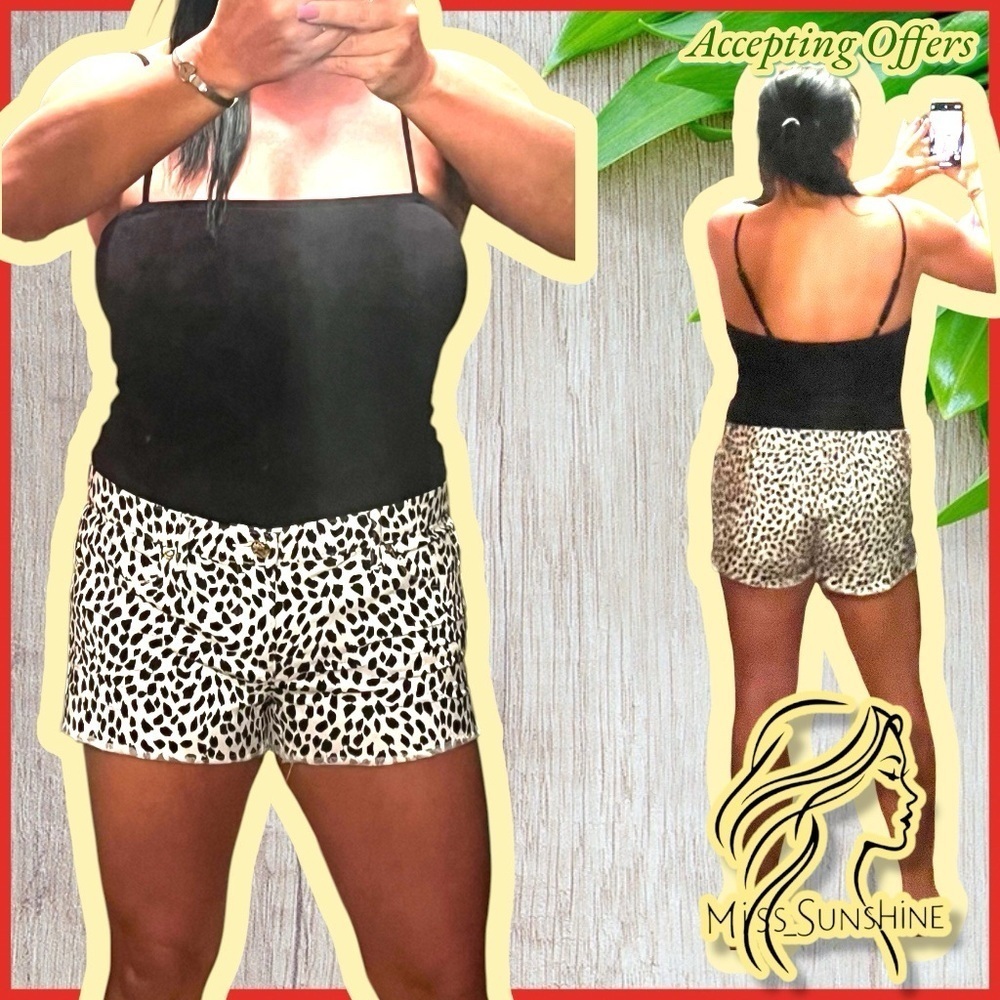 Juicy Couture - Sz 30 - animal print Black / White Women's Shorts - raw hem look